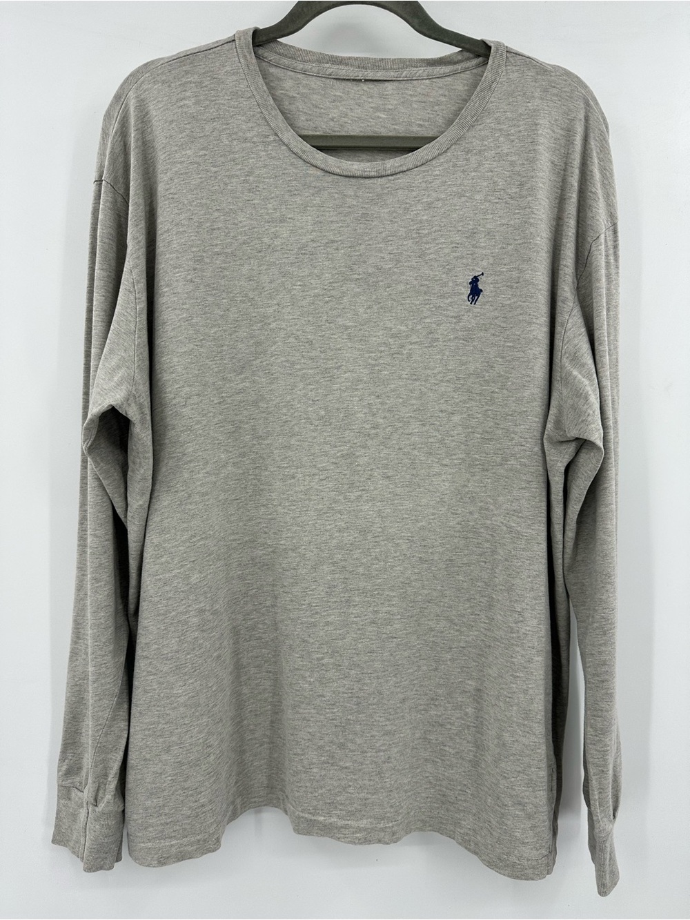 Ralph Lauren Light Gray Long-Sleeve Crewneck with Navy Pony